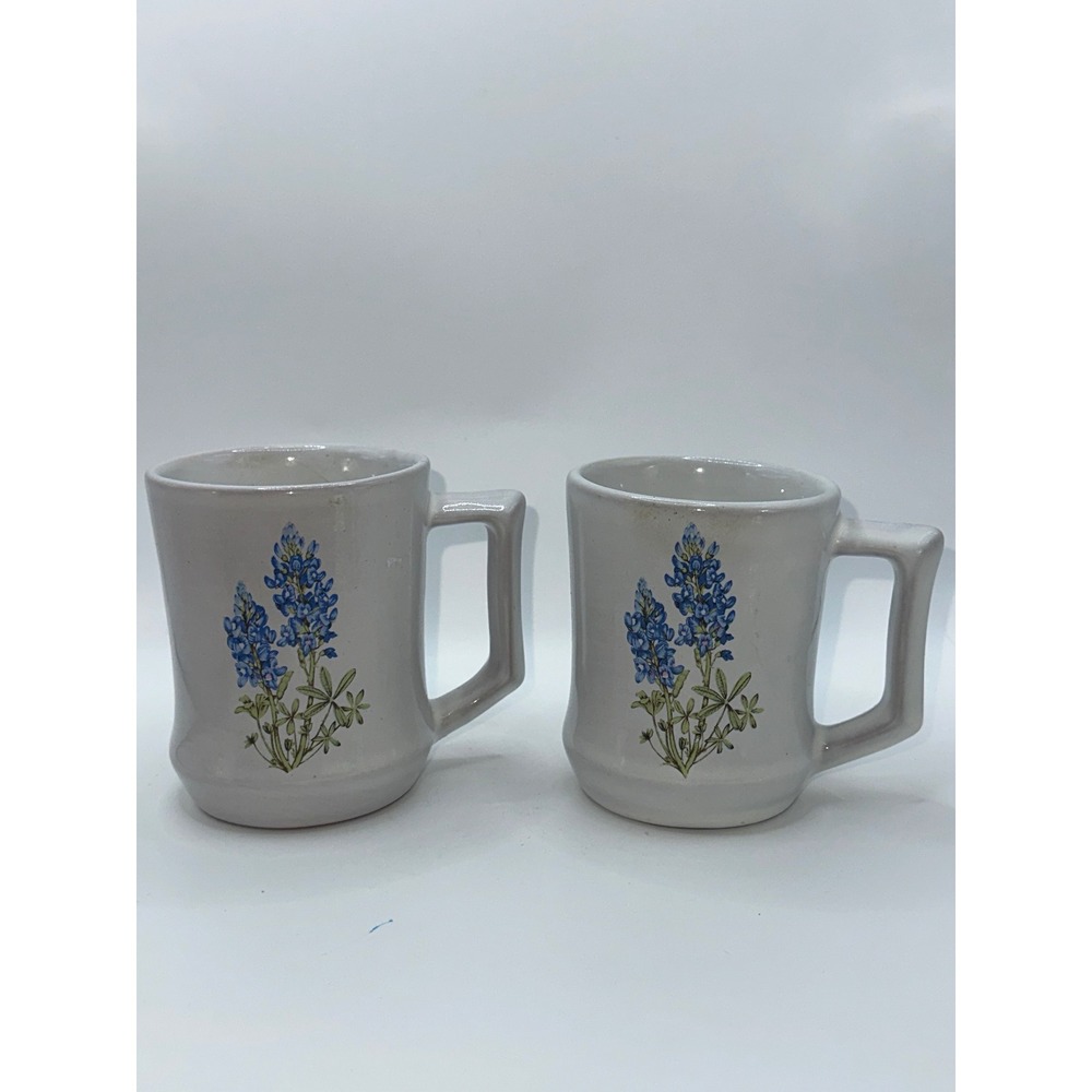 Frankoma Pottery C5 Bluebonnet Coffee Mugs Set of 2 Gray Speckle Vintage Ceramic